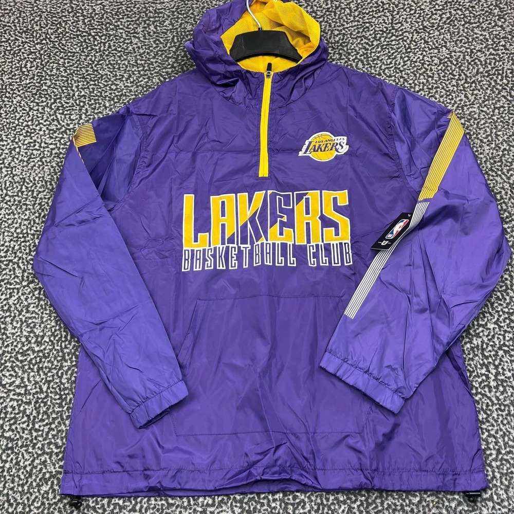 Los Angeles LA Lakers Windbreaker Jacket Men Large Purple NBA 1/4 Zip‎ New